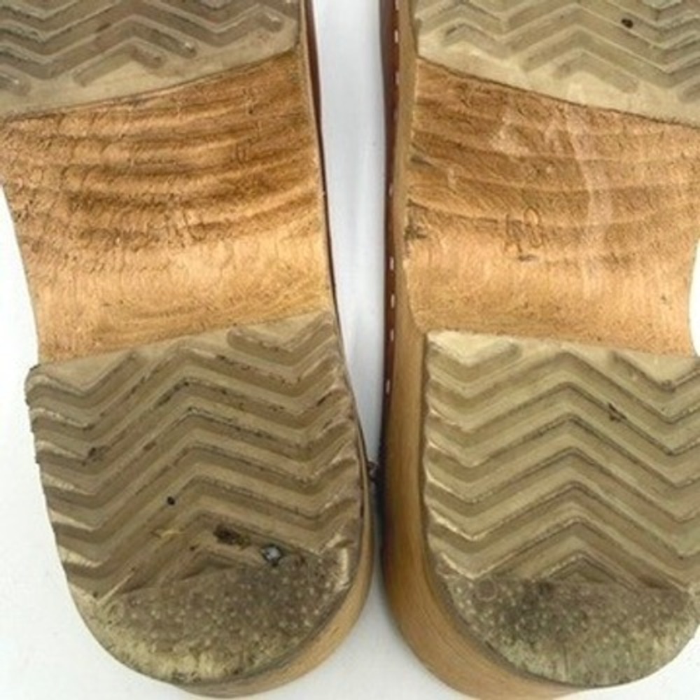 MIA Swedish Clogs Women 40 Leather Mules Tan Hippie Cottage Boho Retro Festival - Picture 7 of 7